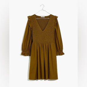 Madewell Flannel Lucie V-Neck Smocked Mini Dress 100% cotton size small
